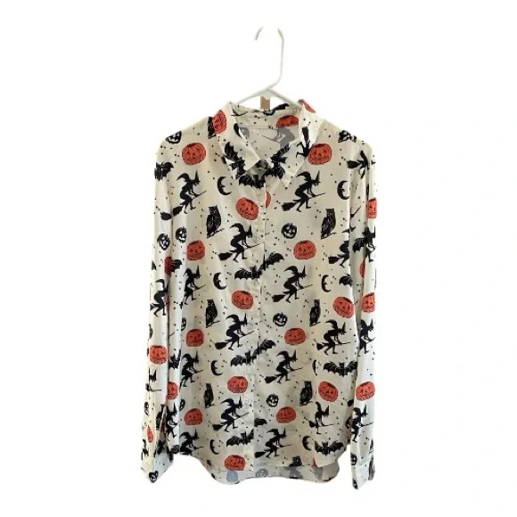 🎃Halloween Themed Long Sleeve Button-Up Shirt  Women’s Size XL - Picture 2 of 5